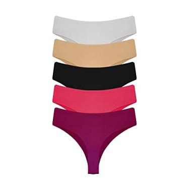 Imagem de Kit 5 Calcinha Tanga Sem Costura Corte a Laser Moda Íntima QLC SPORT
