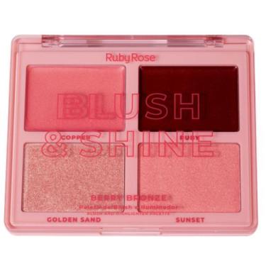 Imagem de Paleta De Blush E Iluminador Blush & Shine Ruby Rose HBM1001, Berry Br
