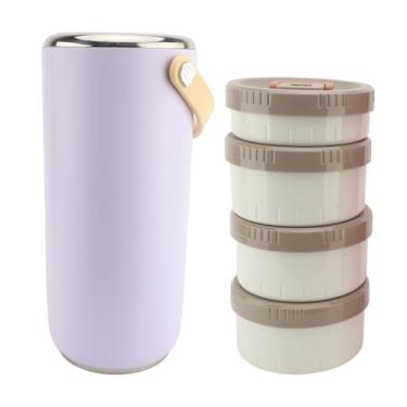 Imagem de Pote se Comida com Isolamento a Vácuo, 3,4 L Aço Inoxidável Boca Larga Portátil Selado à Prova de Vazamento Lancheira Quente, Recipiente para Comida Quente para Trabalhar (Roxo)