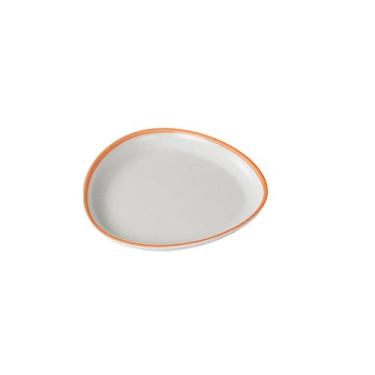 Imagem de Prato de prato criativo comercial, prato de prato frio de imitação de porcelana - H8045-borda laranja branca