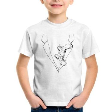 Imagem de Camiseta Infantil Gato no terno - Foca na Moda, Branco, 6