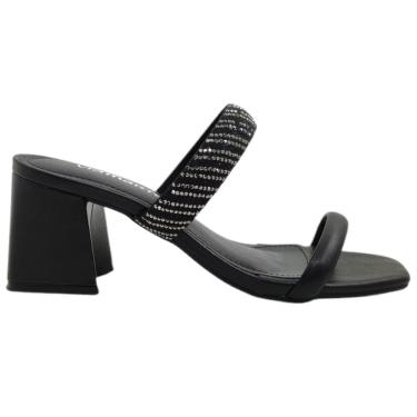 Imagem de Tamanco Feminino Casual Social Dia a Dia Passeio com Strass Salto Médio Conforto Via Marte 100-010
