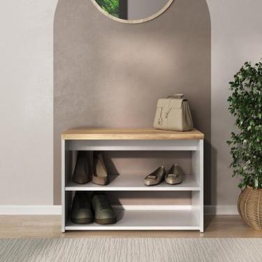 Imagem de Sapateira Banco Safira para Hall de Entrada Quarto com 2 Nichos - Inus
