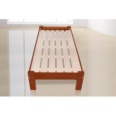 Imagem de Cama Solteirão (Solteiro Extra) Turca de Madeira Maciça Tauari - Cor Imbuia