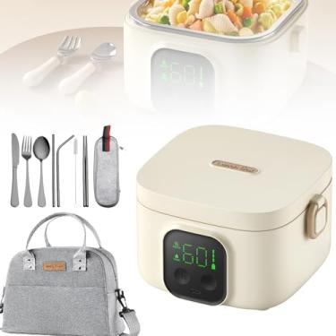 Imagem de CHONGHAN Lancheira elétrica para alimentos, lancheira térmica aquecida para adultos, isolamento inteligente, mantém os recipientes de alimentos quentes, à prova de vazamento, com bolsa de transporte,