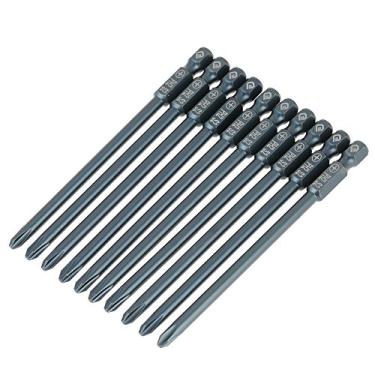 Imagem de 10 pcs PH2 conjunto de bits de chave de fenda 1/4 polegada sextavada haste 5mm S2 de aço magnético bits de chave de fenda de cabeça cruzada PH2 bits de chave de fenda 100mm