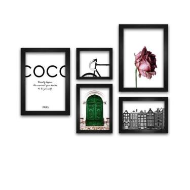 Imagem de Kit 5 Quadros Decorativos Com Molduras Coco Paris