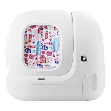 Imagem de Cortina para caixa de areia para gatos autolimpante, reduz o salto da areia do gato, impede os odores da caixa de areia autolimpante (vermelho, quadrado)