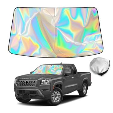 Imagem de Bestview Para-brisa Sombra Solar Laser Titânio Prata Ajuste Personalizado para Nissan Frontier 2006-2021, Janela Frontal Dobrável Guarda-Sol Acessórios Protetor Protetor de Raios UV Calor