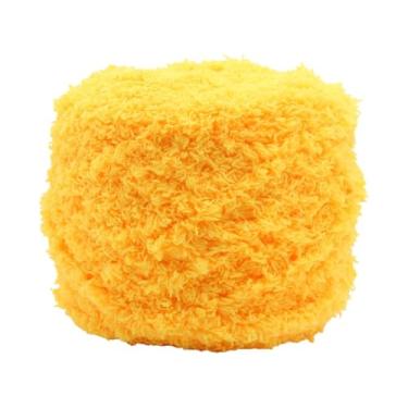 Imagem de UGPLM Fio de veludo de coral para crochê e tricô de fios quentes espetam o quintal grossa para sacos de escarneta de boneca, Amarelo