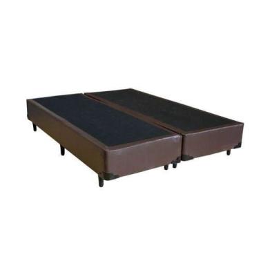 Imagem de Cama Box Bi-partida Queen Suede Marrom 158x198x28