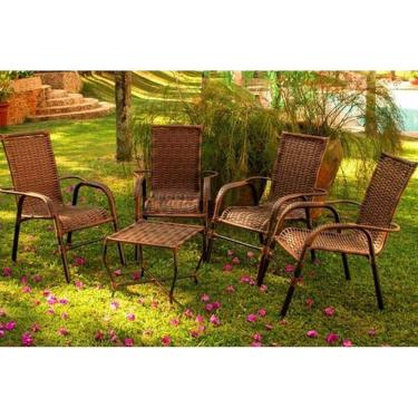 Imagem de Conj Cadeira Area Externa Chuva Sol Resistente Trama Original Capuccino