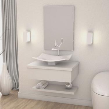 Imagem de Kit com 4 Conjuntos para Banheiro Gabinete com Cuba F44 e Prateleira 605w Metrópole