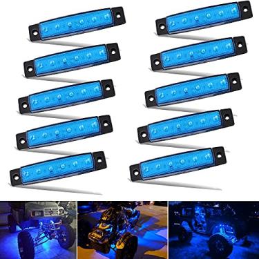 Imagem de UWDESY 10 peças de luzes LED Rock, à prova d'água, 9,7 cm, azul selado com LED, luzes de poço para roda de para-lama, luzes laterais exteriores de carro, caminhão, carrinho de golfe, trailer, cabine, trailer, SUV, off-froad