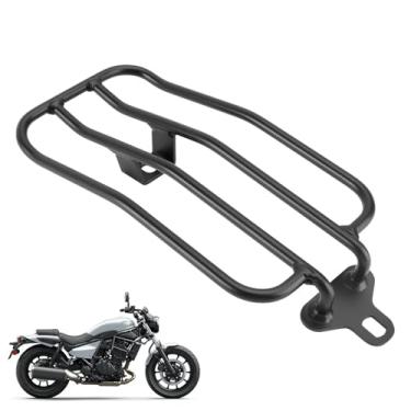 Imagem de DFFMQSJ Compatível com Kawasaki Eliminator 500 2023-2025 bagageiro de motocicleta preto ferro rack de carga capacidade 32 kg suporte de caixa superior suporte suporte suporte de prateleira acessórios