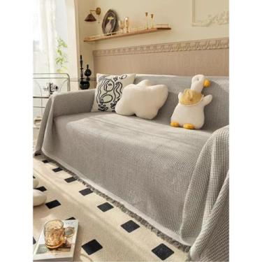 Imagem de 5JJJLOOOPP Capa de sofá multicapa de vento elegante 1 2 lugares algodão liso reversível cor retangular 5 tapetes toalhas de mesa resistentes a manchas (cor 15 230 * 275)