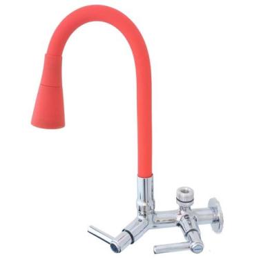 Imagem de 2163 C80 Torneira Gourmet Bica Móvel de Parede Cozinha Tubo Flexível V