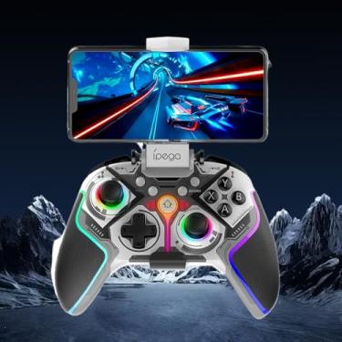 Imagem de Controle para celular Bluetooth compatível com Android,IOS e PC equipado com gatilhos Hall,função Turbo,iluminação RGB 8 efeitos,motores de vibração,dois botões programáveis,controle ipega (cinza)