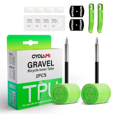 Imagem de CYCLAMI Pacote Com 2 Câmaras De Ar Para Bicicleta 700C/28'' Gravel E Pneu Mtb Tpu 29'' Compatível 700 X 32C-47C, Válvulas Presta Mountain Bike, 65 Mm, Leve (Inclui Kit Reparo Câmara Alavancas Pneu)