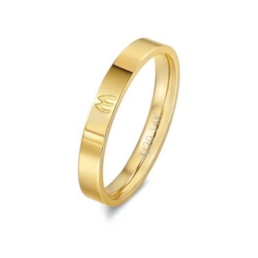 Imagem de YURZA Anéis de ouro 14K com inicial para mulheres, anéis de polegar não manchados, alianças de casamento para mulheres, anéis de letras personalizadas empilháveis para homens, Aço inoxidável, Sem