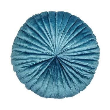 Imagem de Almofada Redonda Rendy em Veludo Várias Cores - Sem Marca, Azul Turque