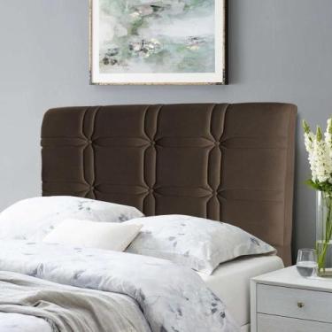 Imagem de Cabeceira Cama Box Solteiro 90cm Suede Velut Marrom - King House