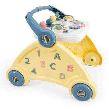Imagem de Andador Didático Infantil 3 em 1 Musical – Brinquedo Educativo para Bebês com Som de Animais, Base Lavável, Atividades Motoras e Alça para Apoio – A Partir de 6 Meses (picolor amarelo)