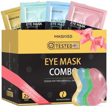 Imagem de Maskiss Adesivos Para Olhos (25 Pares), Ouro 24K, Cafeína, Ácido Hialurônico, Máscaras De Aloe Vera Para Olheiras, Olhos Inchados, Bolsas Sob Os Olhos, Conjunto De Presente Para Cuidados Com A Pele