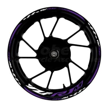 Imagem de Awonderful Kit de listras refletivas para motocicleta, adesivos de aro de roda de vinil compatíveis com Yamaha YZF1000 R1M 2020-2024 (roxo)
