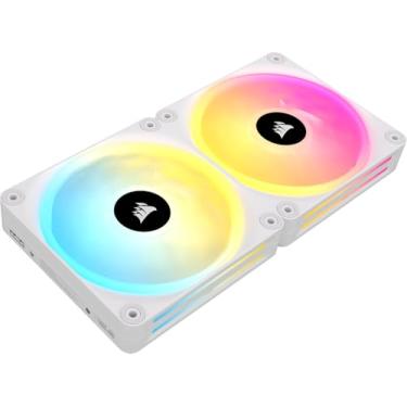 Imagem de CORSAIR Ventoinhas QX Series QX140 RGB 140 mm – iCUE Link Ecosystem – Ventiladores magnéticos RGB PWM – Kit de iniciante com hub de sistema incluído – Branco