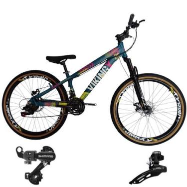 Imagem de Bicicleta Aro 26 Vikingx Aluminio Tuff 25 Mtb 24v Cambio Shimano Diant