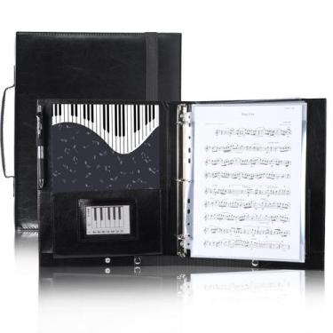 Imagem de Organizador de pastas para partituras corais Musfunny Black PU Leather