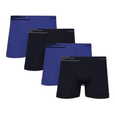 Imagem de Kit 4 Cuecas Box Boxer Lupo Sem Costura Basic Microfibra Nf, Royal com