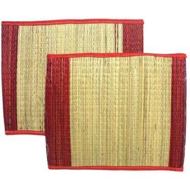 Imagem de Pooja Aasan Puja asan Tapete Puja Asana para Mandir Kusha Asan Madurkathi/Kusha Grass/Korai Pai 45,7 cm x 45,7 cm, conjunto de 2 peças, multicolorido