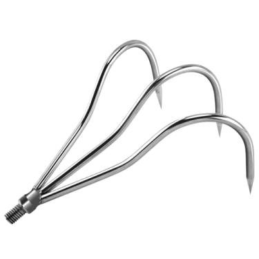 Imagem de Alwonder Arpão de pesca retrátil, aço inoxidável, telescópico, parafuso de 8 mm, lança de pesca sortidos, arpão, anzol, sapo, pisca, pesca no gelo, anzóis substituíveis, 3 garras