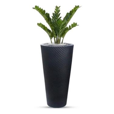 Imagem de Vaso Planta Decorativo Polietileno Grande Luxo Flores 70x36 Preto - AN