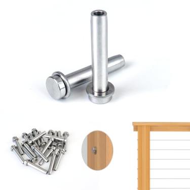 Imagem de Muzata Kit de terminais invisíveis para trilhos de cabos de 1/8" Stemball Swage de 1/8" para montagem final de hardware de escada de madeira, aço inoxidável T316 CR24, CV1 CV2