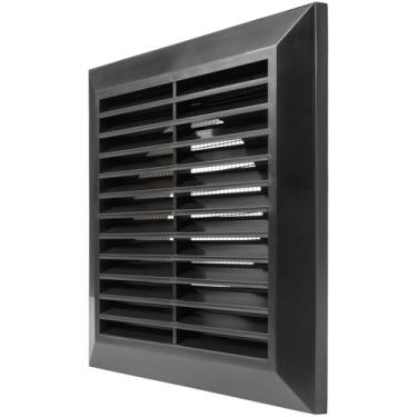 Imagem de Vent Systems Duto Ø4" - 17 cm x 17 cm Capa de saída de ar externa - Tubo de ventilação de exaustão de banheiro - Tampa de ventilação externa com grades pretas - Ventilação evita insetos, pássaros e roedores - Preto 100 mm 170 x 170 mm