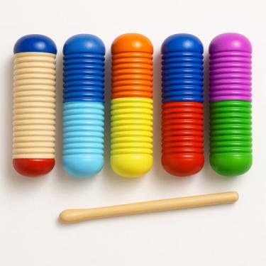 Imagem de Brinquedo Musical Chocalho Reco Ganzá Instrumento Madeira - Toy Mix