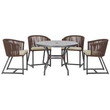 Imagem de Mesa com 4 Cadeiras de Jantar Roma 100cm e Noronha em Aluminío