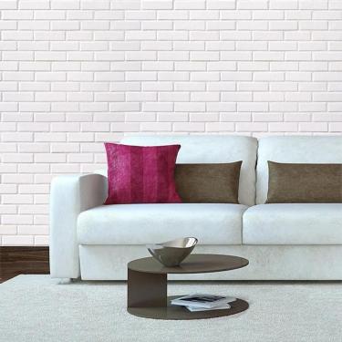 Imagem de Papel Parede Pedra Tijolos Branco Autocolante Vinilico Sala