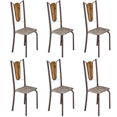 Imagem de Kit 6 Cadeiras Tubulares Júlia Soma Móveis Cacau/cisal
