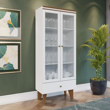 Imagem de Cristaleira 02 Portas 01 Gaveta Branco Com Nature