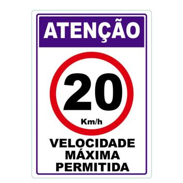 Imagem de Velocidade Máxima Permitida Adesivo 20Km Por Hora Vermelho