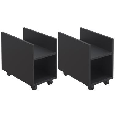 Imagem de Kit 02 Suportes Para Cpu E Nobreak Com Rodízios Guide L03 Preto - Lyam Decor