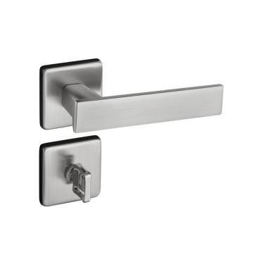 Imagem de Fechadura Quadra Roseta Quadrada Máquina 55mm Cromo Acetinado Banheiro Pado