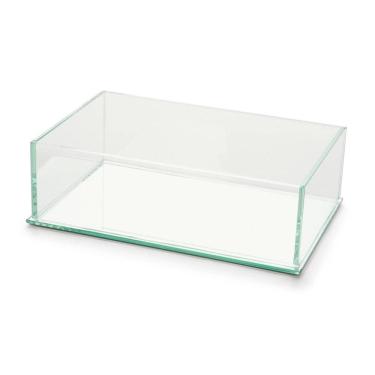 Imagem de Caixa De Vidro Decorativa Fundo Espelhado Jóias Maquiagem Bijouterias Organizador ármario Gaveta