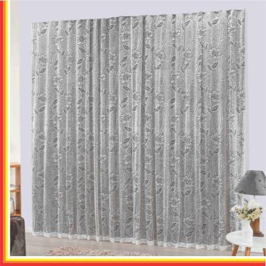 Imagem de Cortina Charme Em Renda Com Voal 4,00 X 2,50 Para Varão - Tabaco