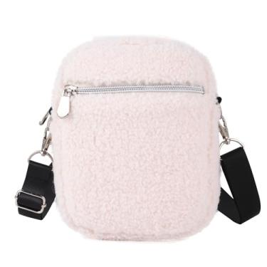 Imagem de COVAX Bolsa tiracolo pequena para mulheres, bolsas de ombro modernas de lã, bolsas transversais para celular com compartimentos para cartão de crédito, Lã branca, Casual