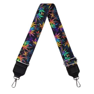 Imagem de PCSJRKG Acessório de substituição de alça de mão com estampa de maconha, alça transversal ajustável com ferragens prateadas, alça larga intercambiável
